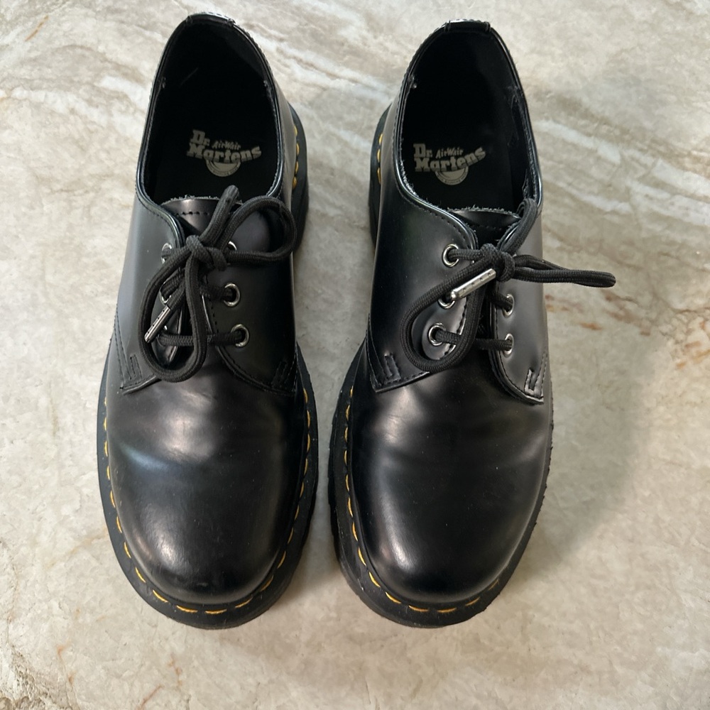 Dr. Martens Black Leather Platform Loafers